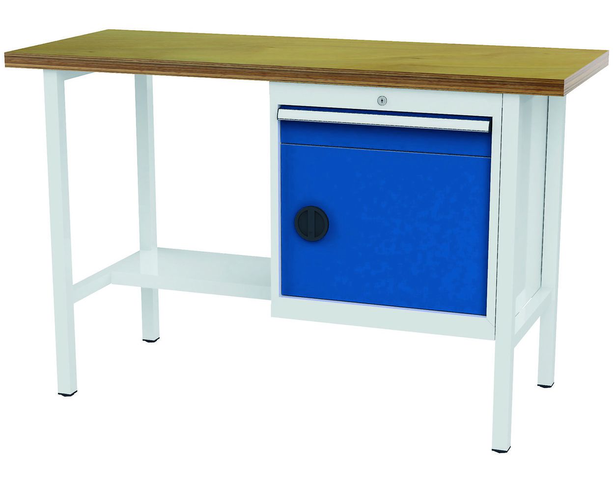 Produktbild FORUM Kastenwerkbank Breite 1500mm 1 Schublade 1 Tür RAL7035 5010