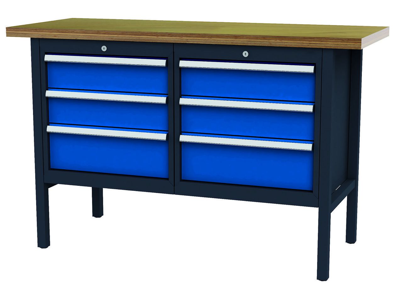 Produktbild FORUM Kastenwerkbank Breite 1500mm 6 Schubladen RAL7016 5010