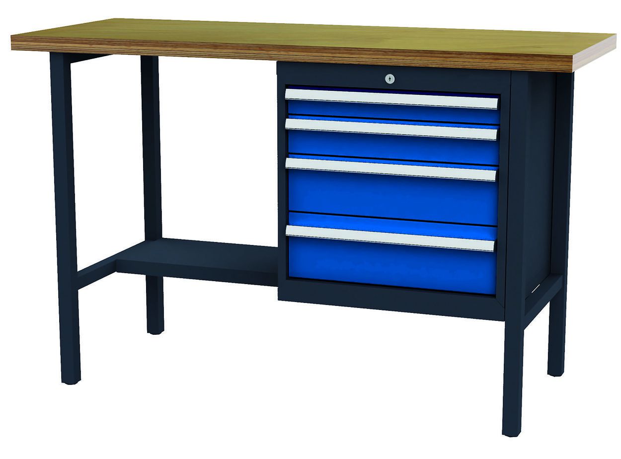 Produktbild Forum Kastenwerkbank Breite 1500mm mit 4 Schubladen RAL7016/5010