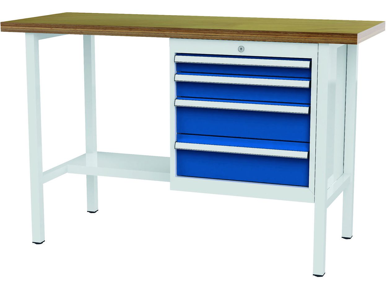 Produktbild Forum Kastenwerkbank Breite 1500mm mit 4 Schubladen RAL7035/5010