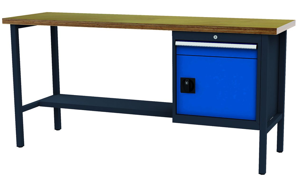 Produktbild FORUM Kastenwerkbank Breite 2000mm 1 Schublade 1 Tür RAL7016 5010