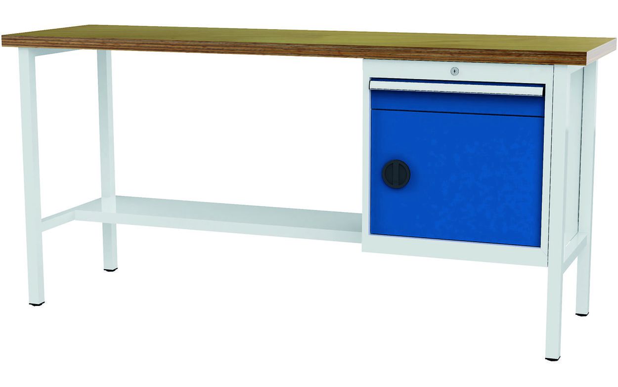 Produktbild FORUM Kastenwerkbank Breite 2000mm 1 Schublade 1 Tür RAL7035 5010