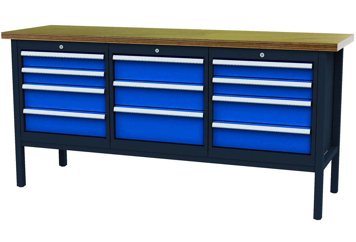 Produktbild FORUM Kastenwerkbank Breite 2000mm 11 Schubladen RAL7016 5010