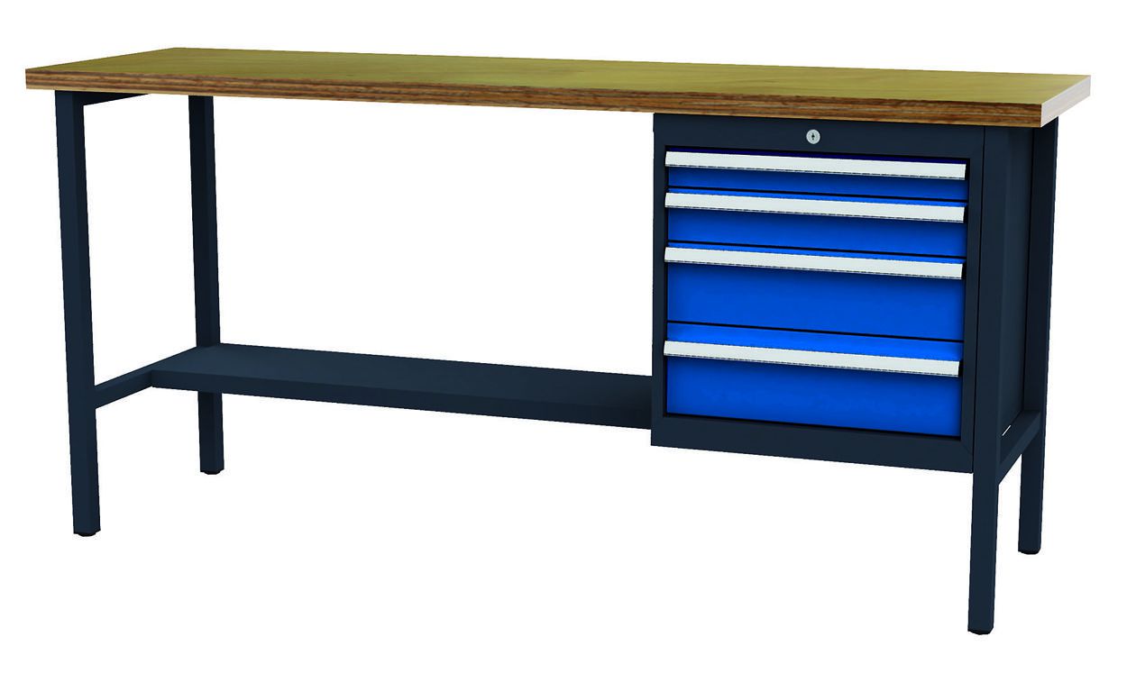 Produktbild FORUM Kastenwerkbank Breite 2000mm 4 Schubladen RAL7016 5010