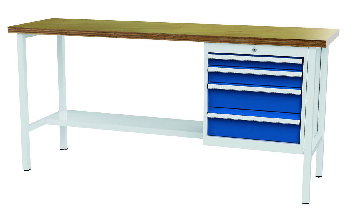 Produktbild FORUM Kastenwerkbank Breite 2000mm 4 Schubladen RAL7035 5010