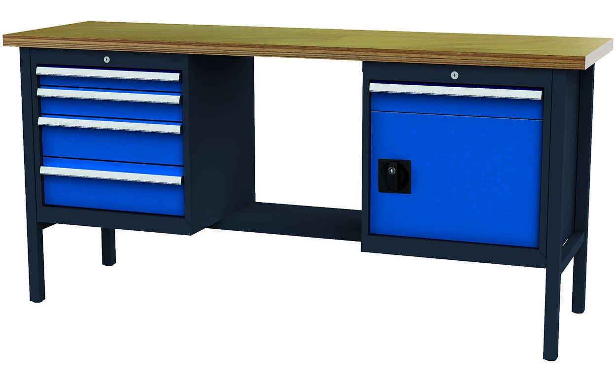 Produktbild Forum Kastenwerkbank Breite 2000mm mit 5 Schubladen und 1 Tür