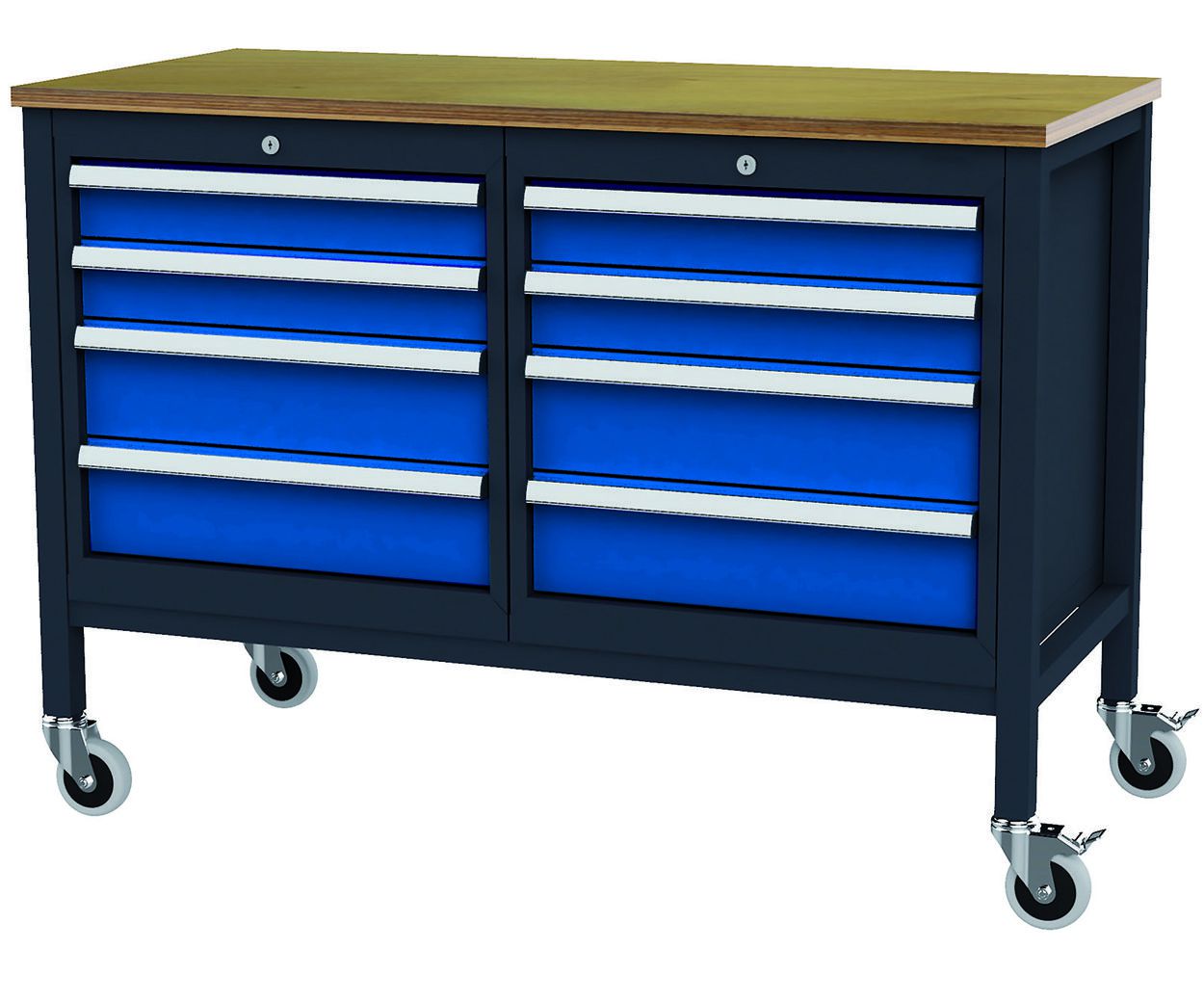 Produktbild FORUM Kastenwerkbank mobil Breite 1300mm 8 Schubladen RAL7016 5010