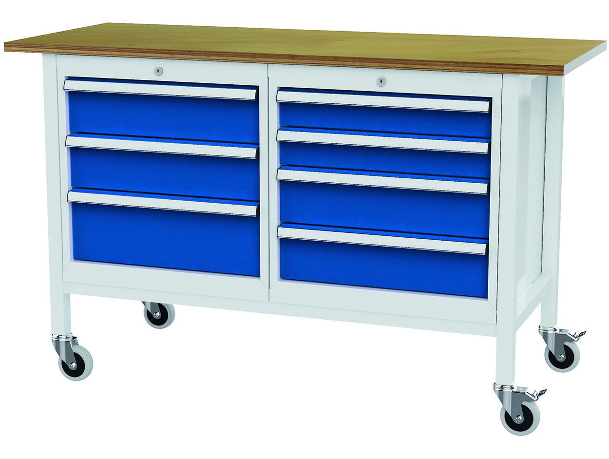 Produktbild FORUM Kastenwerkbank mobil Breite 1500mm 7 Schubladen RAL7035 5010