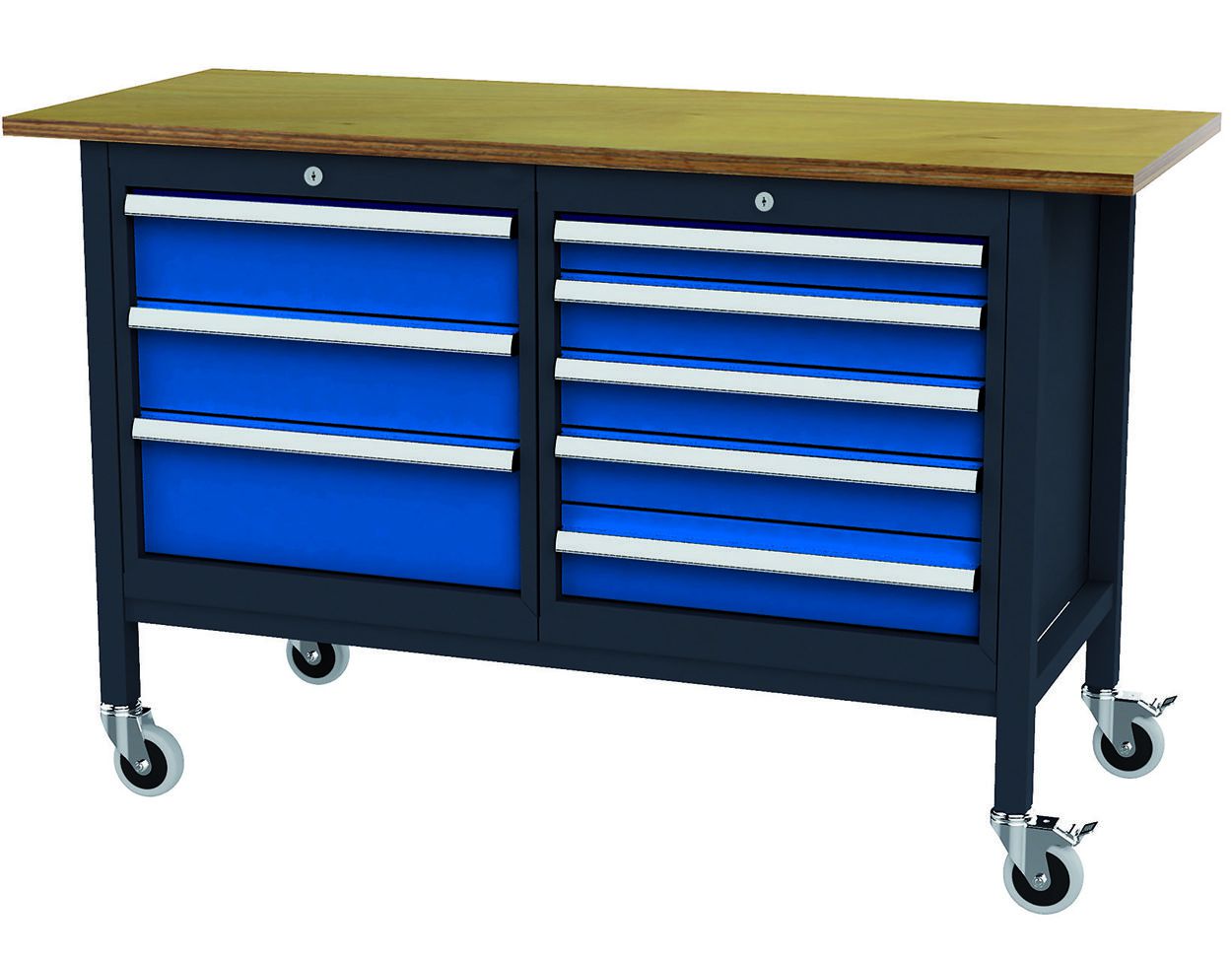 Produktbild FORUM Kastenwerkbank mobil Breite 1500mm 8 Schubladen RAL7016 5010