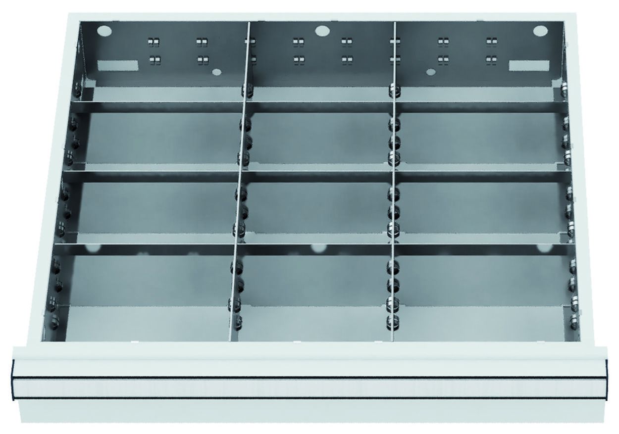Produktbild Forum Metalleinteilungen FS6 100/125mm 12 Fächer für Schubladen Innenmaß 540x450 mm