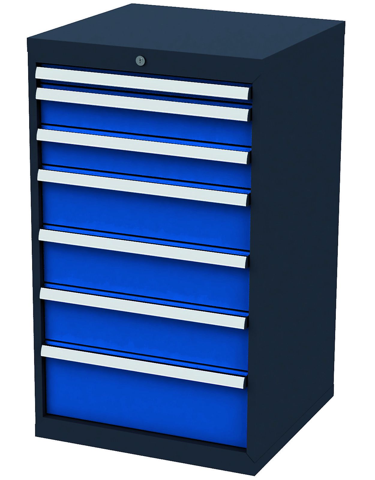 Produktbild Forum Schubladenschrank RAL 7016 / 5010 7 Schubladen Höhe 1020 mm