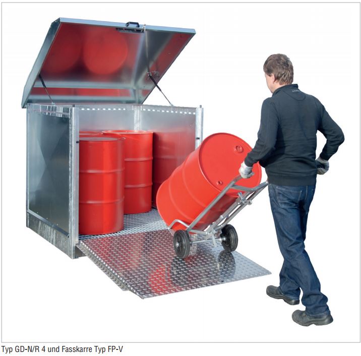 Produktbild Bauer Gefahrstoff Depot GD-N 4 verzinkt mit zwei Flügeltüren für 4x 200l Fässer bild 2