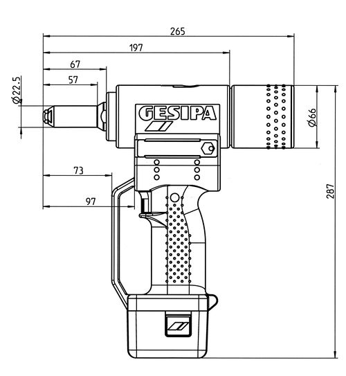 Produktbild Gesipa Akku Nietgerät AccuBird Maßangaben bild 3