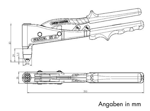 Produktbild Gesipa Handnietzange NTX-F mit Feder Skizze bild 2