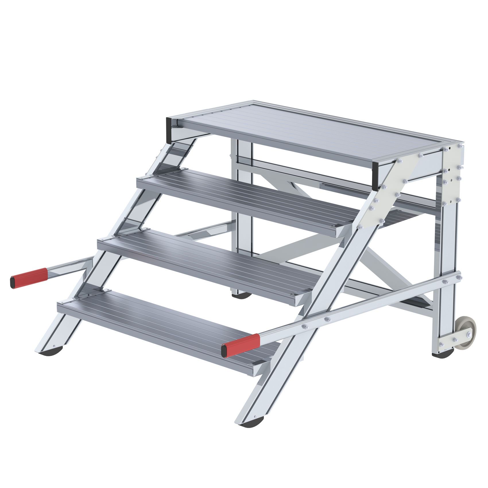 Produktbild Günzburger Aluminium Arbeitspodest fahrbar mit 4 Stufen 1000 mm breit