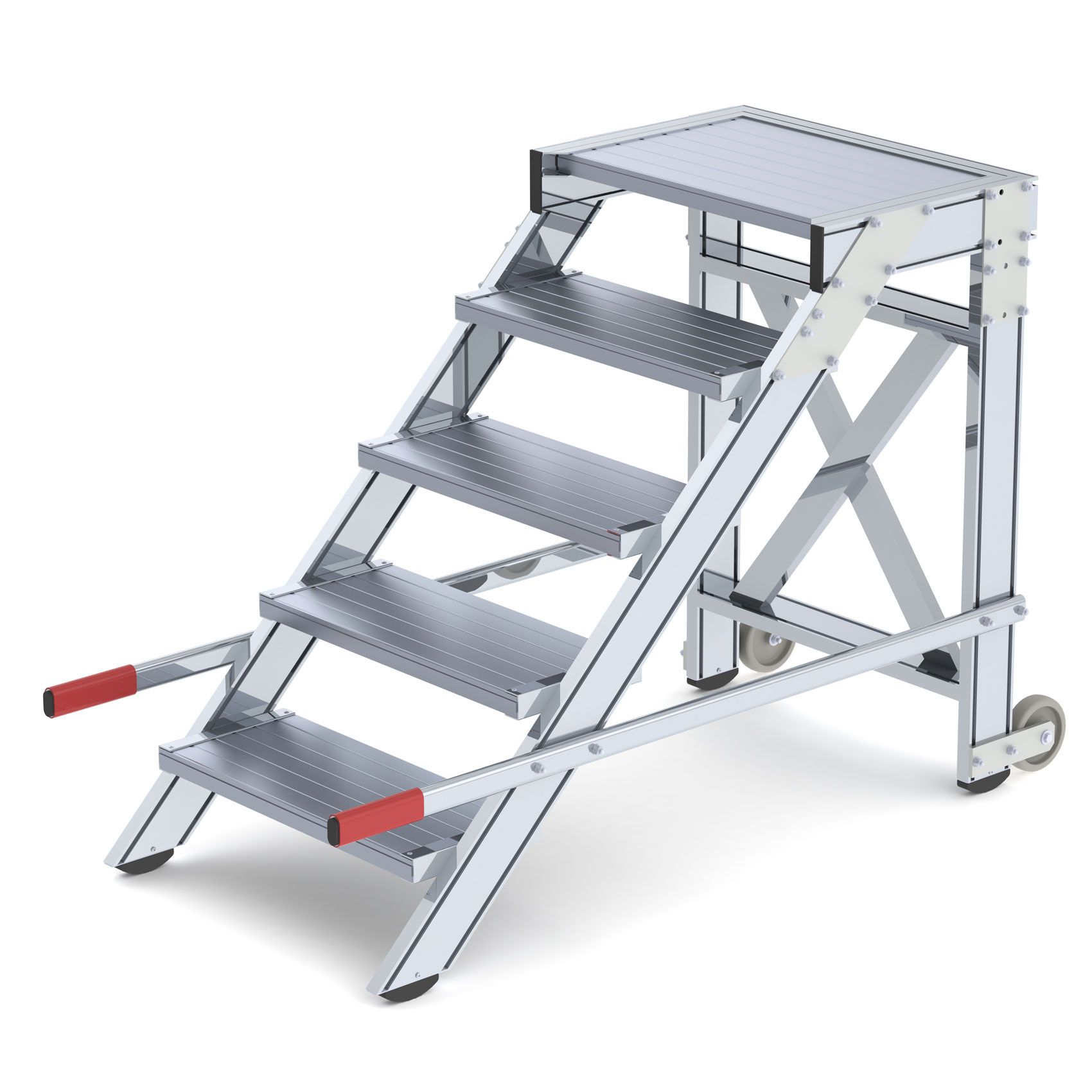 Produktbild Günzburger Aluminium Arbeitspodest fahrbar 600 mm breit mit 5 Stufen