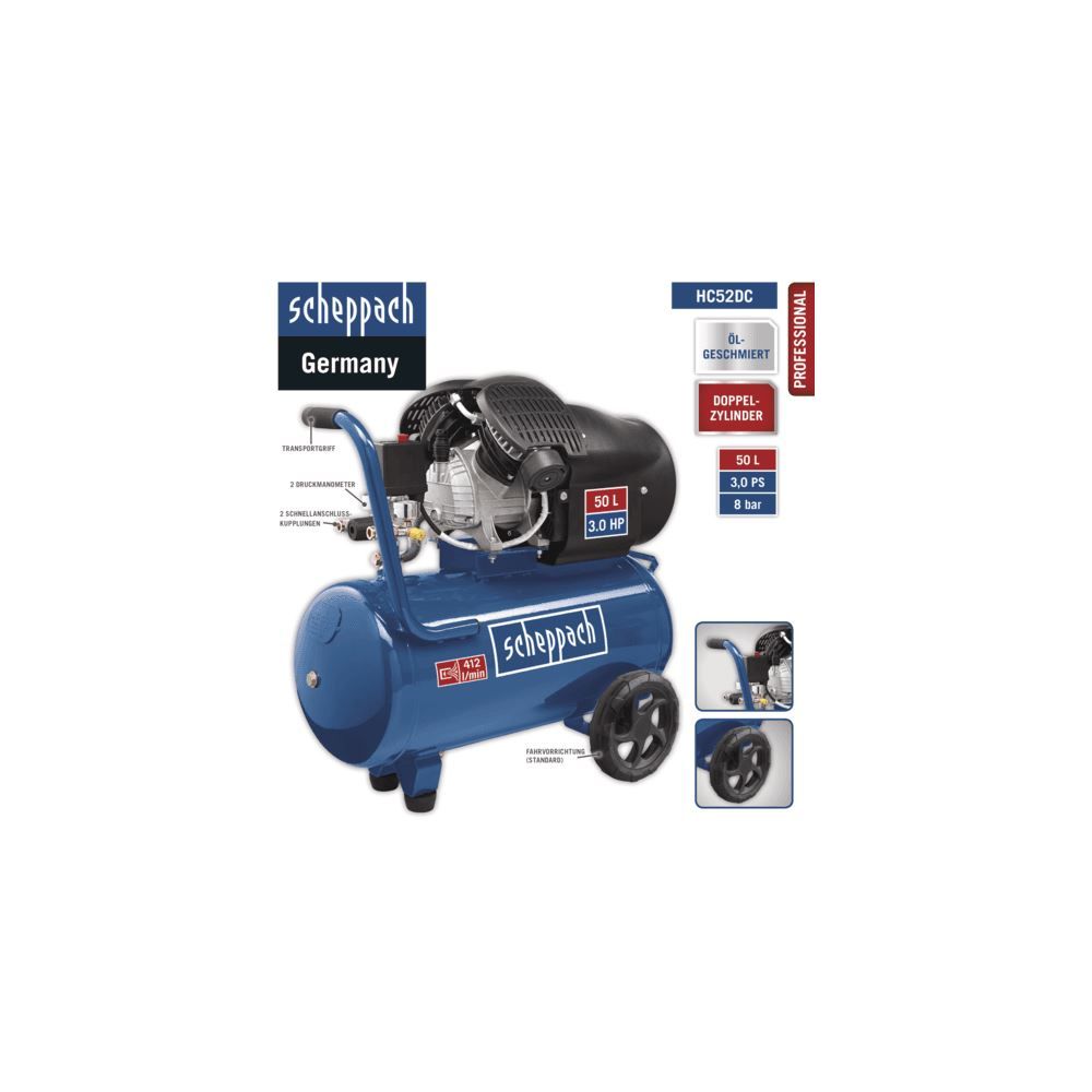 Produktbild SCHEPPACH Kompressor HC52DC 230V 50Hz 2200W 50L bild 4