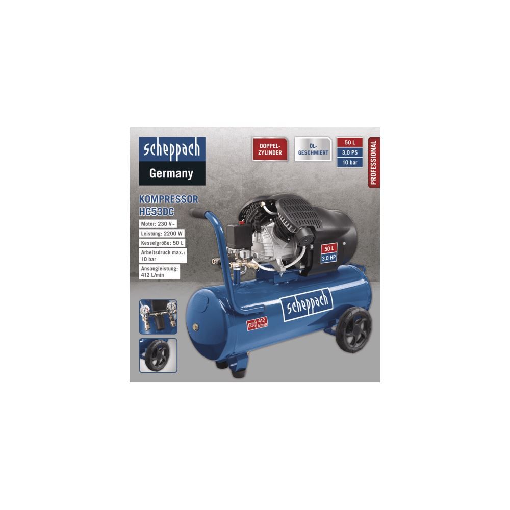 Produktbild SCHEPPACH Kompressor HC53DC 230V 50Hz 2200W 50L bild 5
