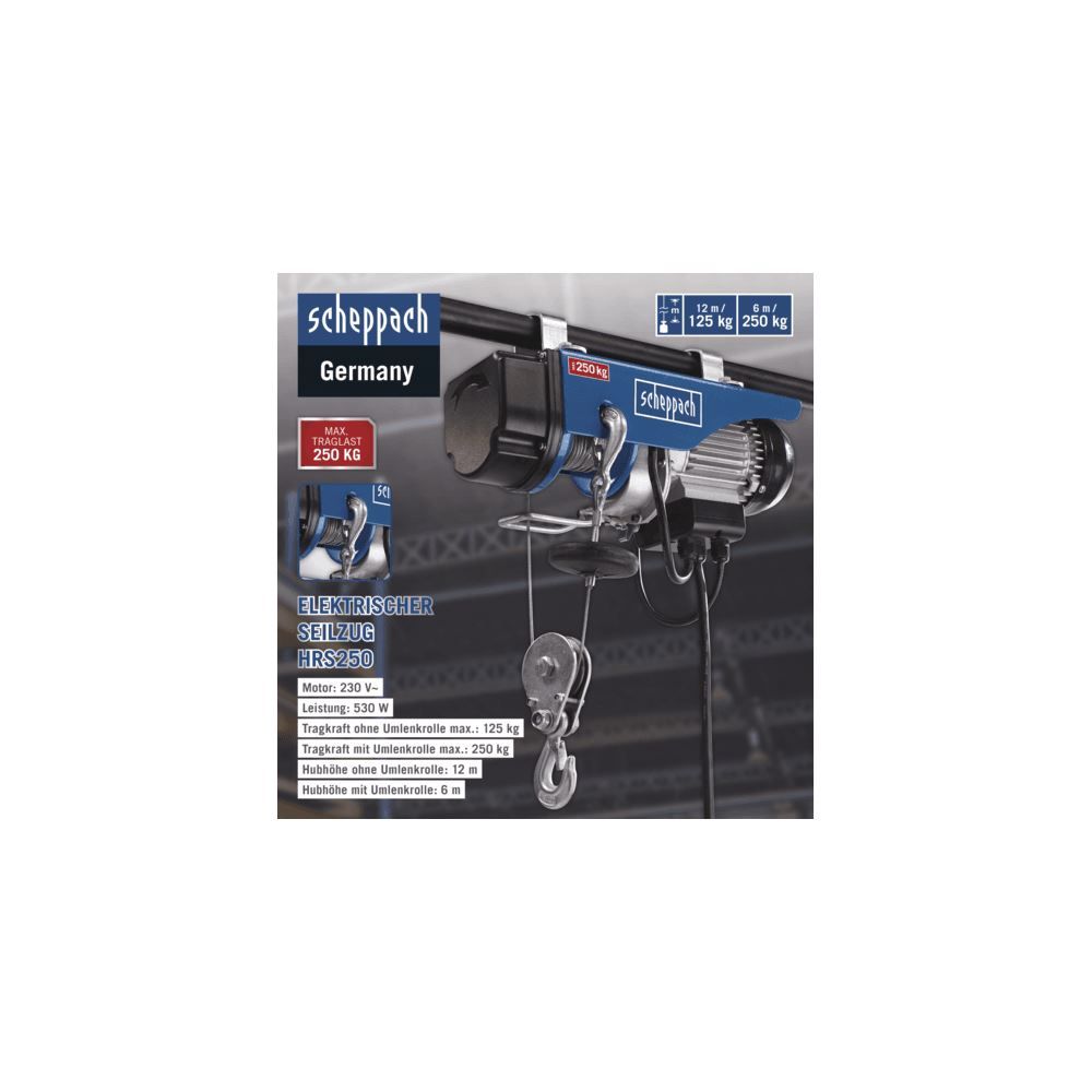 Produktbild SCHEPPACH elektrischer Seilzug HRS250 220-240V 50Hz 530W 250kg bild 4