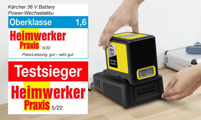 Kärcher 36 V Battery Power Wechselakku wird Testsieger bei Heimwerker Praxis