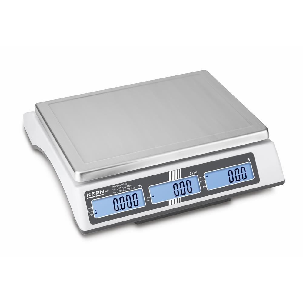 Produktbild KERN Preisrechnende Ladenwaage RIB6K-3M Max 3kg/6kg Ablesbarkeit 0,001kg/0,002kg