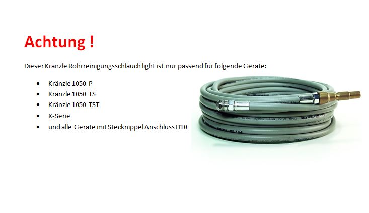Produktbild Kränzle Rohrreinigungsschlauch light, 10 m für Hochdruckreiniger K1050 bild 2