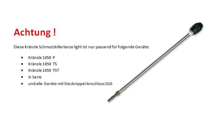 Produktbild Kränzle Schmutzkillerlanze light, 400 mm für Hochdruckreiniger Serie K 1050 bild 2