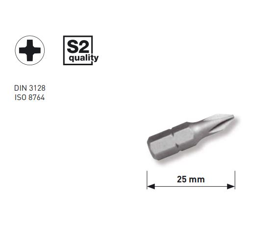 Produktbild KRAFTWERK 1/4" Phillips bit 25 mm Nr. 2, 5Stk