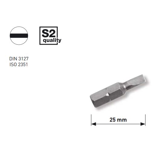 Produktbild KRAFTWERK 1/4" Schlitz-Bit 25 mm 6.5 x 1.2mm, 5Stk