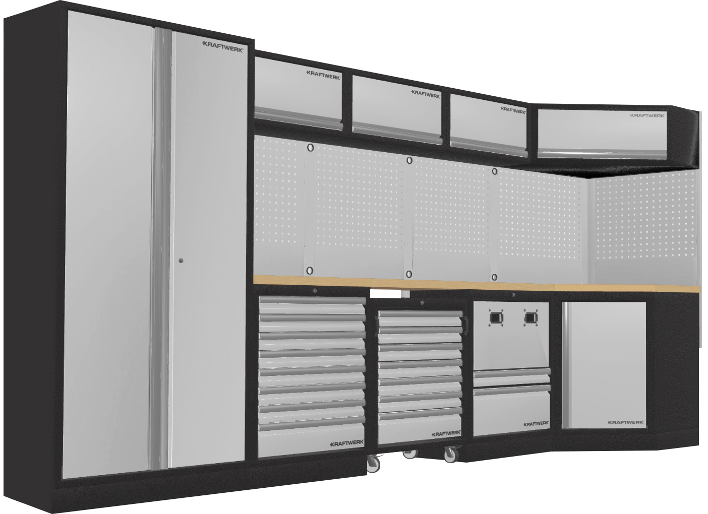 Produktbild Kraftwerk 5 Element Schrankwand mit Vierkantlochwand Länge 2000 mm
