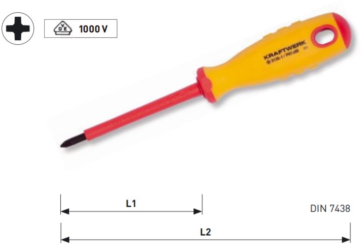 Produktbild KRAFTWERK Elektriker Schraubendreher Phillips Nr. 3