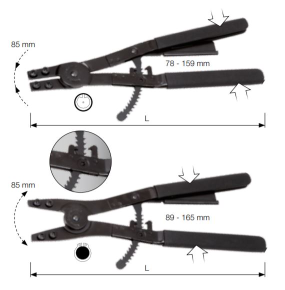 Produktbild KRAFTWERK Innen und Aussensicherungsring Zangen-Set 14 Teile bild 3