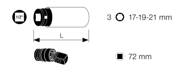 Produktbild KRAFTWERK Schlag Steckschlüssel Satz lang 1/2" 4 Teile bild 3