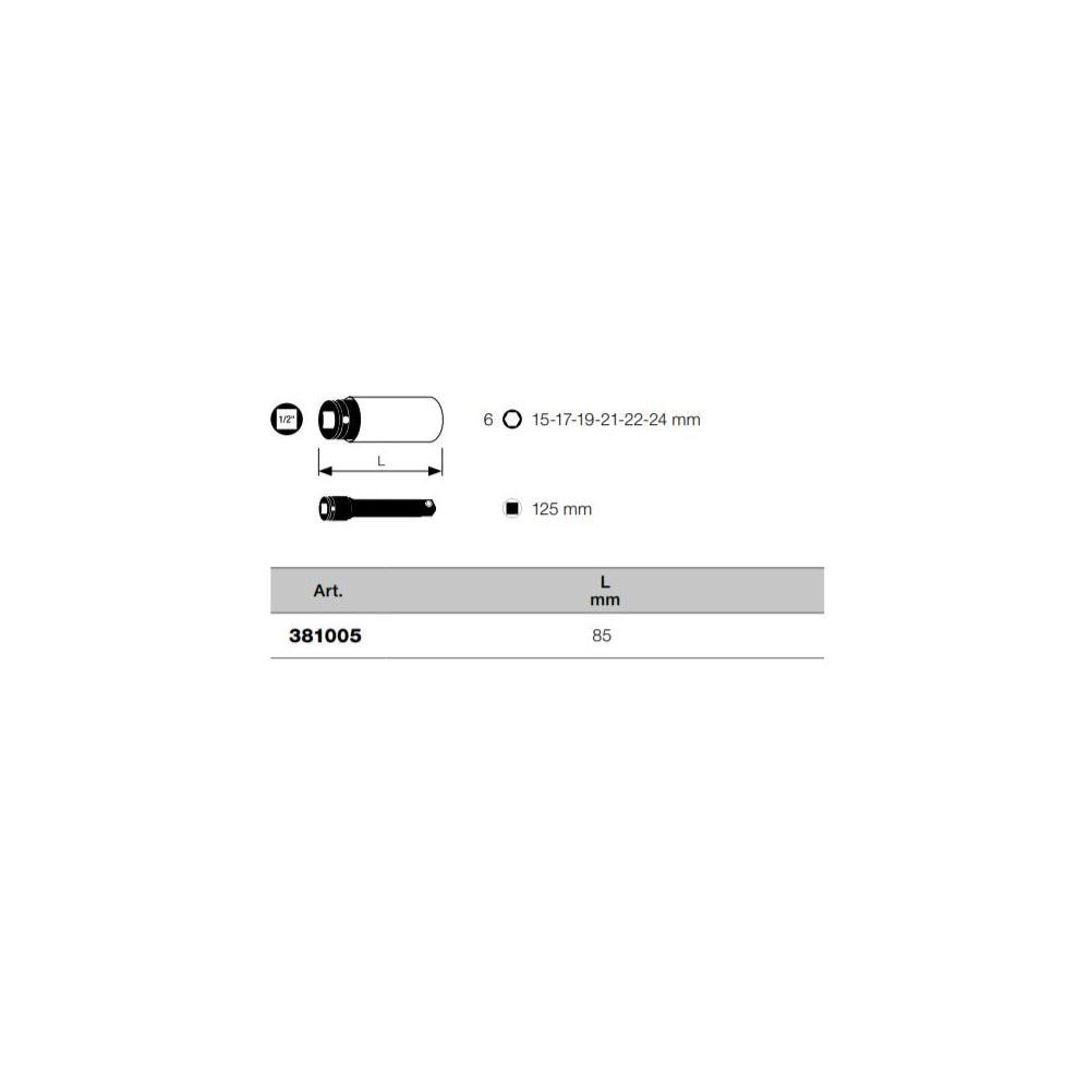 Produktbild KRAFTWERK Schlag Steckschlüssel Satz lang 1/2" 7 Teile bild 2