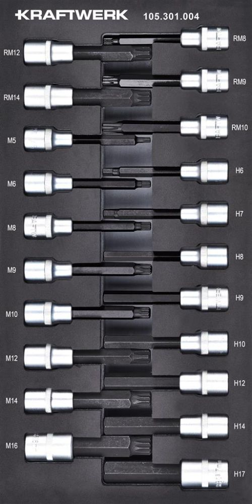 Produktbild Kraftwerk Steckschlüsseleinsatz Innensechskant Vielzahn Ribe 1/2 Zoll 21 Teilig