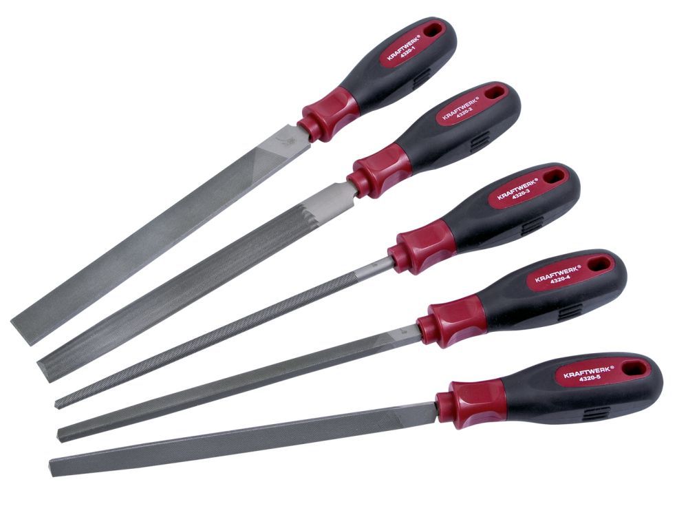Produktbild KRAFTWERK Werkstattfeilen Satz mit ergokraft Heft DIN 7261 5 Teile