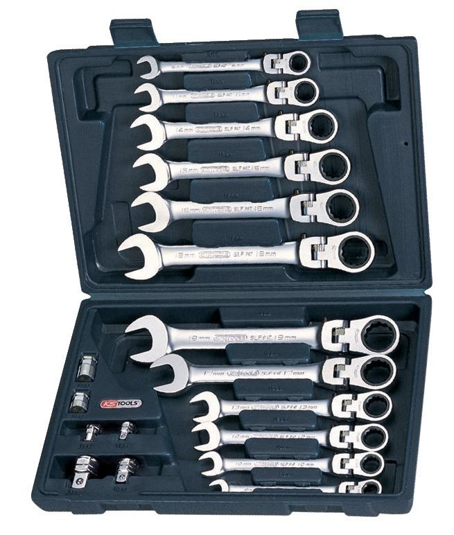 Produktbild KS Tools Gelenk-Ratschenschlüssel-Satz 18-tlg mit Verriegelung