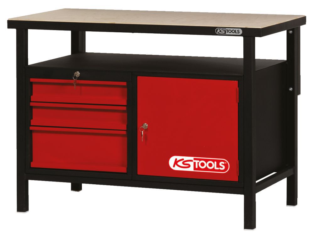 Produktbild KS TOOLS Werkbank mit 3 Schubladen und 1 Tür H840xB1200xT600mm