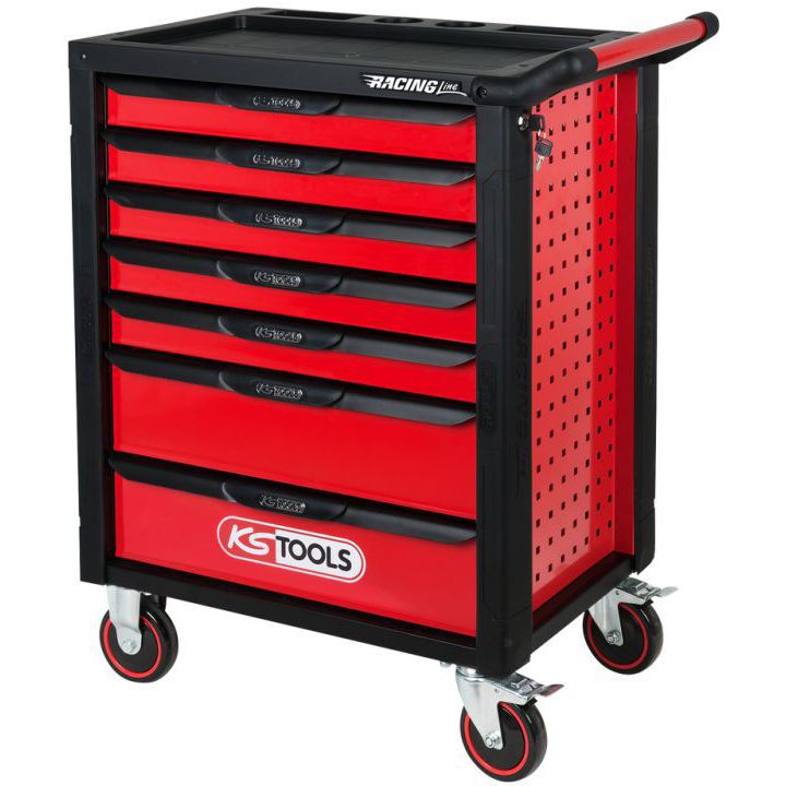 Produktbild KS TOOLS RACINGline SCHWARZ/ROT Werkstattwagen mit 7 Schubladen und 215 Premium Werkzeuge