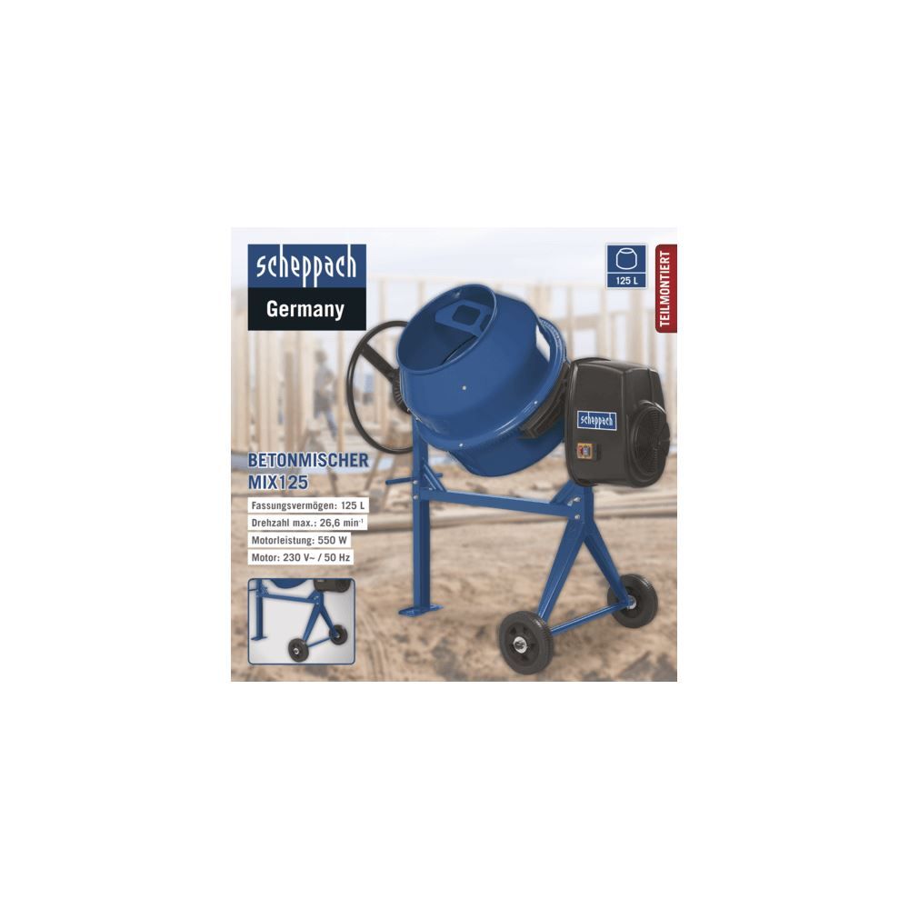 Produktbild SCHEPPACH Betonmischer MIX125 230V 50Hz 550W 125L bild 4