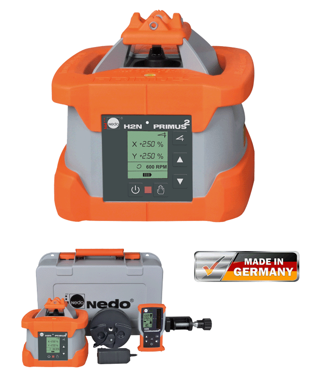 Produktbild Nedo Rotationslaser PRIMUS 2 H2N+ / Laserkl. 2 mit Neigungsüberwachung inkl. COMMANDE