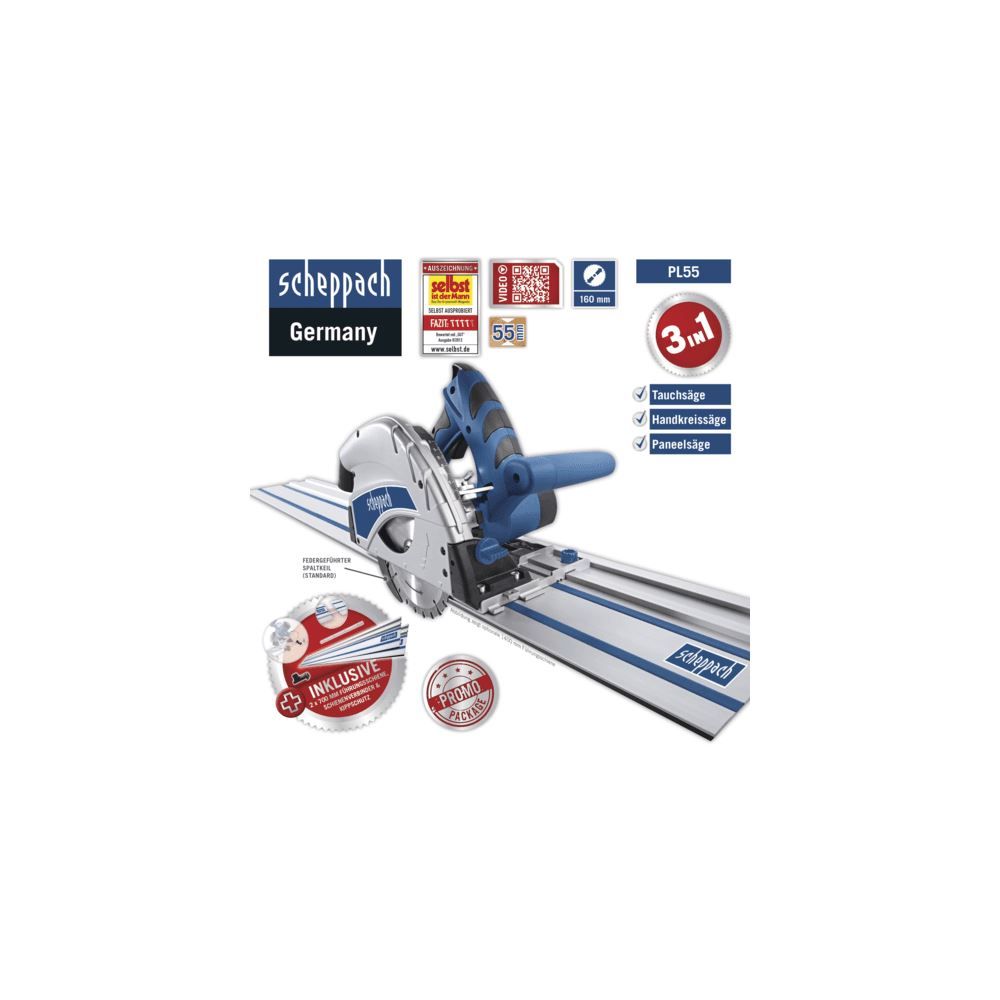 Produktbild SCHEPPACH Tauchsäge PL55 mit 2 Führungsschiene und Zubehör 230V 50Hz 1200W 160mm bild 16