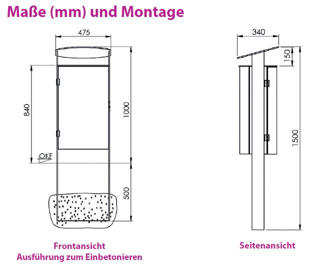 Produktbild Renner Stand Abfallbehälter 70L Feuerverzinkt zum Einbetonieren bild 2