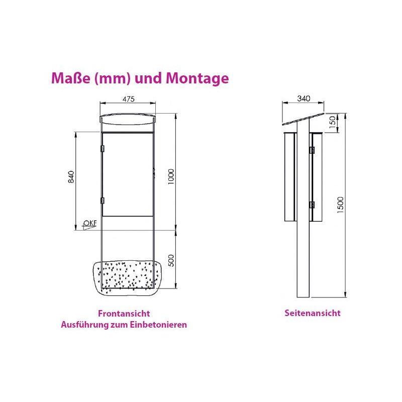 Produktbild Renner Stand Abfallbehälter 70L RAL5013 zum Einbetonieren bild 2