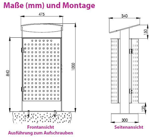 Produktbild Renner Stand Abfallbehälter 70L Feuerverzinkt zum Aufschrauben bild 2