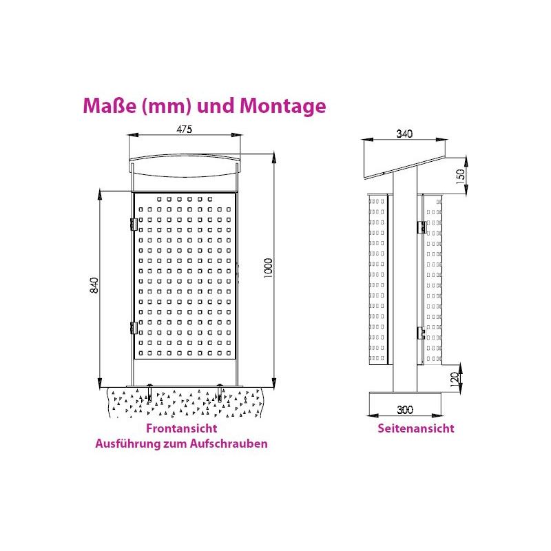 Produktbild Renner Stand Abfallbehälter 70L RAL7016 zum Aufschrauben bild 2