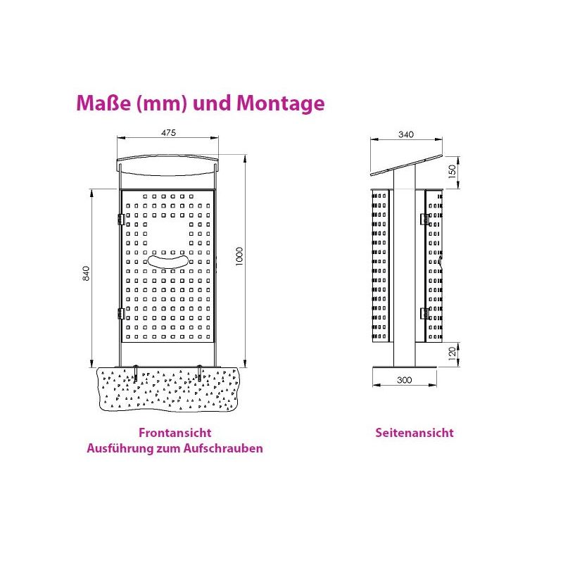Produktbild Renner Stand Abfallbehälter 70L Feuerverzinkt zum Aufschrauben bild 2