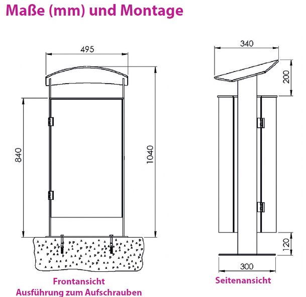 Produktbild Renner Stand Abfallbehälter 70L Feuerverzinkt zum Aufschrauben bild 2