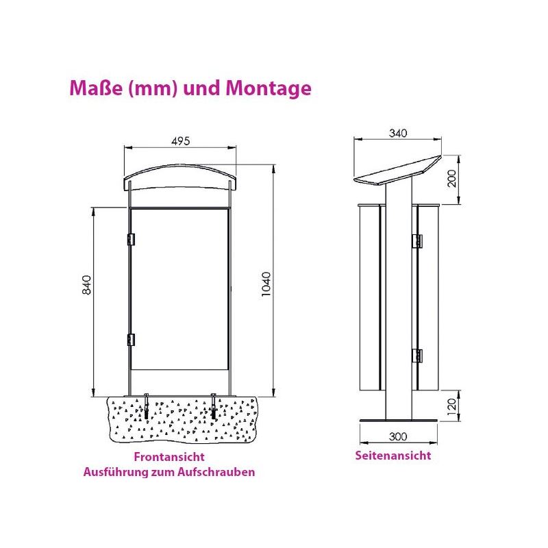 Produktbild Renner Abfallbehälter 1040 mm und 70 l RAL5013 aufschraubbar bild 2