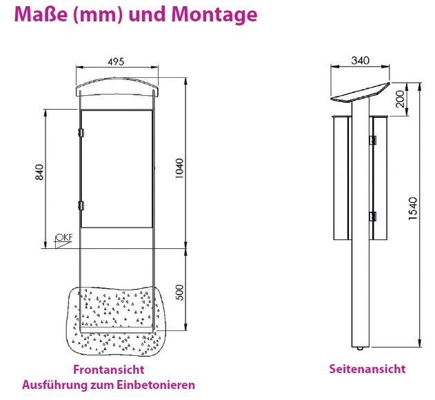 Produktbild Renner Stand Abfallbehälter 70L Feuerverzinkt zum Einbetonieren bild 2